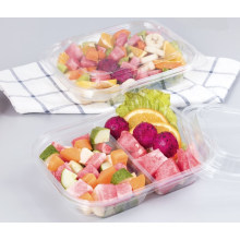 Pet Clear Plastic Compartment Take Away Salad Food Container Tray 12